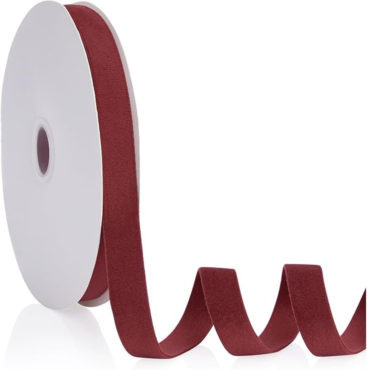 Burgundy Velvet Ribbon Double Faced 5/8 inch Continuous 20 Yards Use for Christmas Tree Ornaments, Gift Wrapping, Wreath Decoration, Wedding Boutonnieres, Handmade Crafts Bow Making